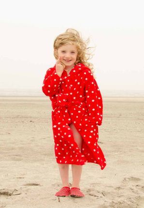 playshoes stippen badjas kind - rood