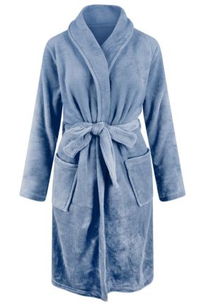 Denimblauwe badjas fleece - unisex - Relax Company