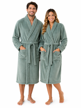 Olijfgroene badjas fleece - unisex - Relax Company