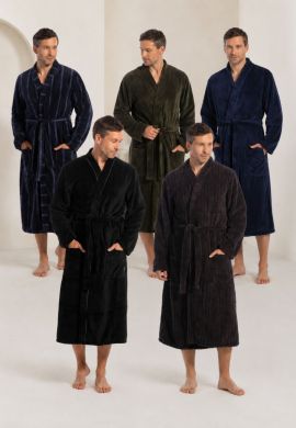Badjas heren kimono kraag - fleece - Ten Cate