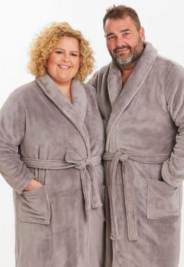 Plus size badjas unisex - lichtgrijs