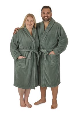 Plus size badjas unisex - olijfgroen