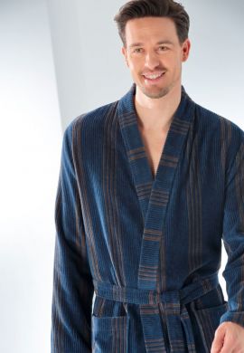 Heren kimono marine Cawo – velours katoen
