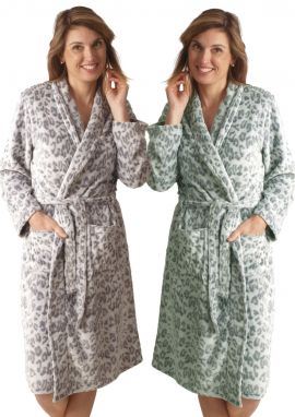 Damesbadjas panterprint - fleece - 2 kleuren