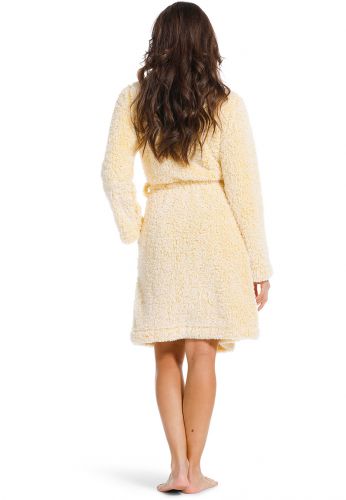 Ekouaer Damesgewaad, gedraaide ribgebreide ochtendjas met 3/4 mouwen, V-hals, badjas met zakken, knielengte, loungewear S-XXL, Wit, S