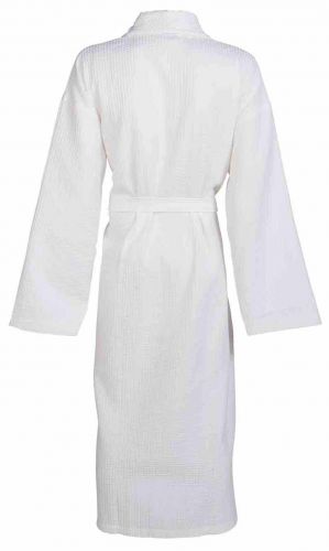 Betully Badjas dames en heren 100% katoen unisex wafelpiqué badstof ochtendjas lange sauna microvezel badjassen, wit, L Große Größen Tall