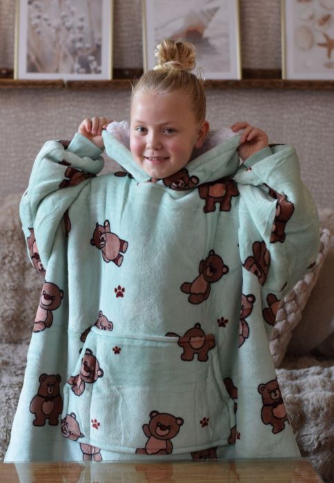Fleece poncho - oversized fleece deken met capuchon en mouwen - ultiem chillen maar