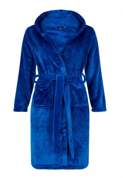 Badjas kinderen compact microvezel capuchon Pruisisch blauw