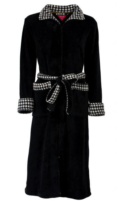 Cawo Dames Badjas met Capuchon en Ritssluiting - Groen XL