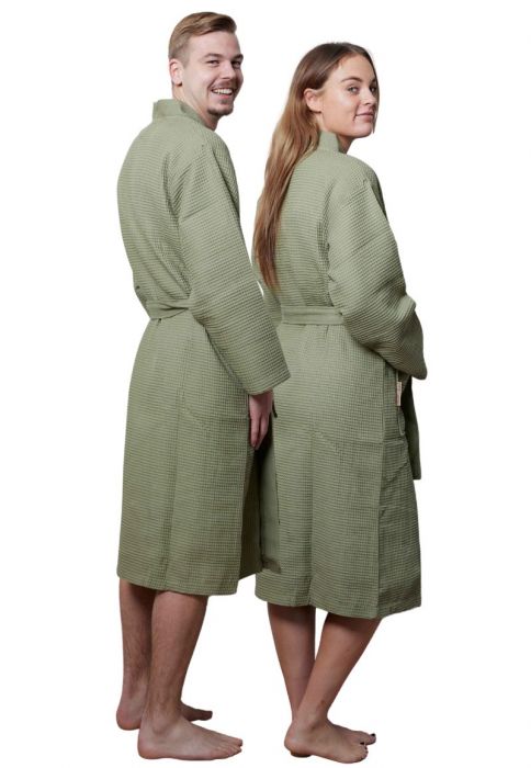 Katoenen Kimono Badjas Spa Badjas Set, Taille Lange Dikke Badjas, Dames Paar Badjas, Flanellen Nachthemd Heren
