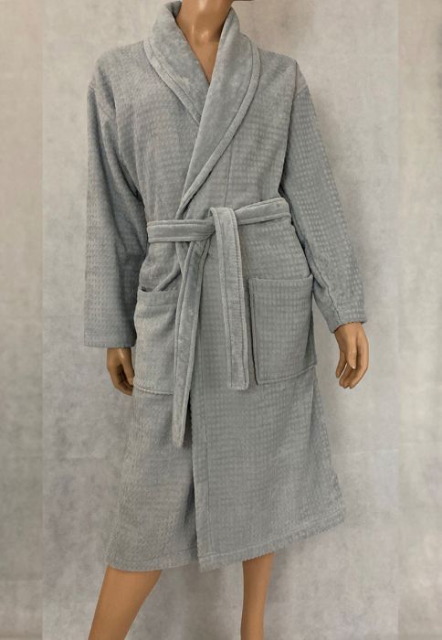 Velours badjas heren - lichtgrijs - perfect voor thuis & sauna bezoek
