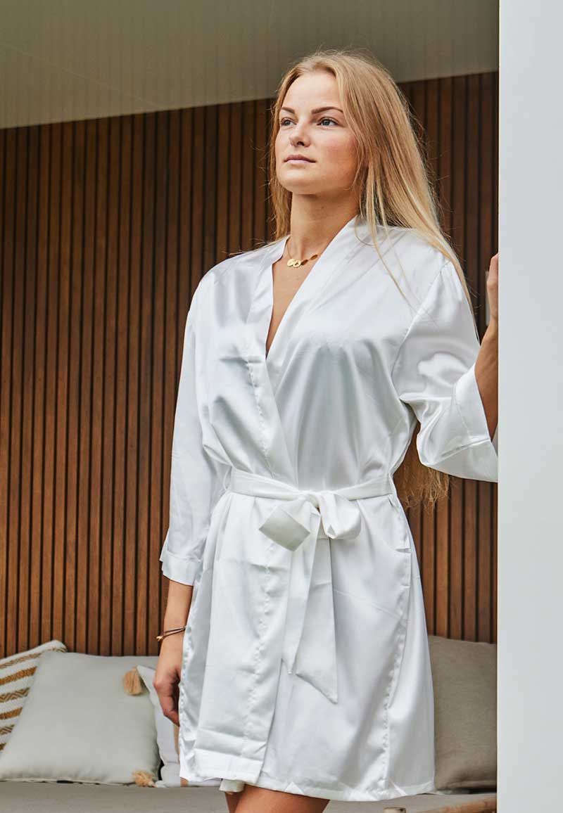 Ledamon Kimono voor dames, korte badjas voor dames, met zakken, bloemenbadjas, nachthemd, Donkerblauw, One size