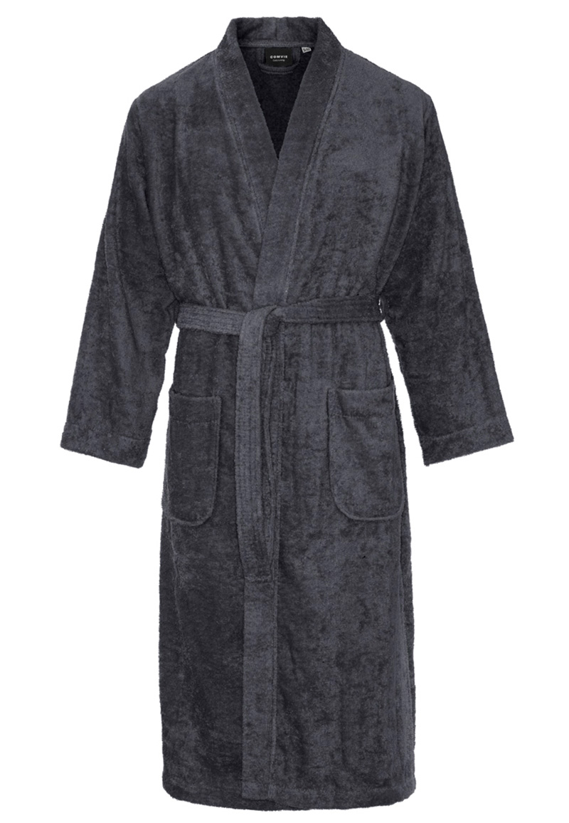 Kimono badstof katoen - donkergrijs-l/xl