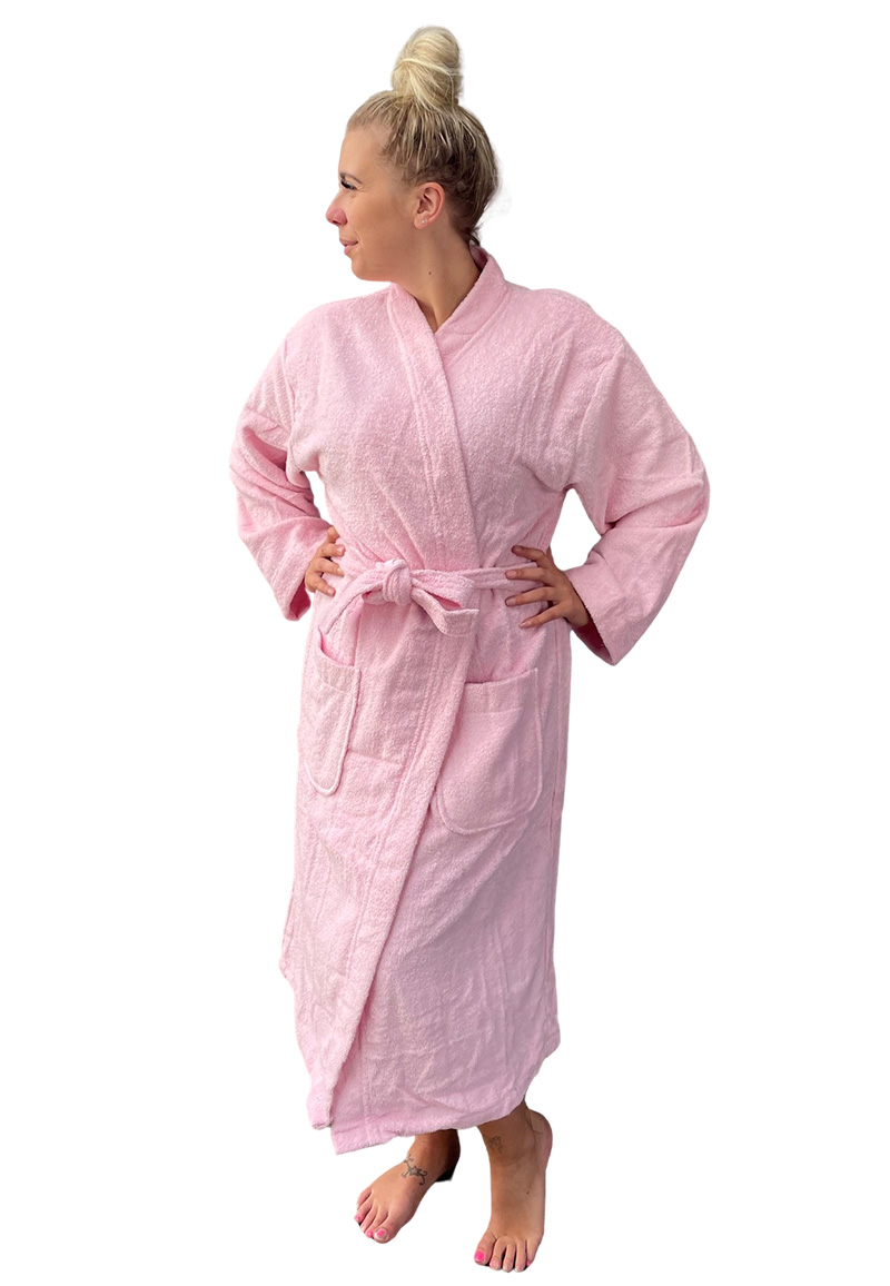 Kimono badstof katoen lichtroze-s-m