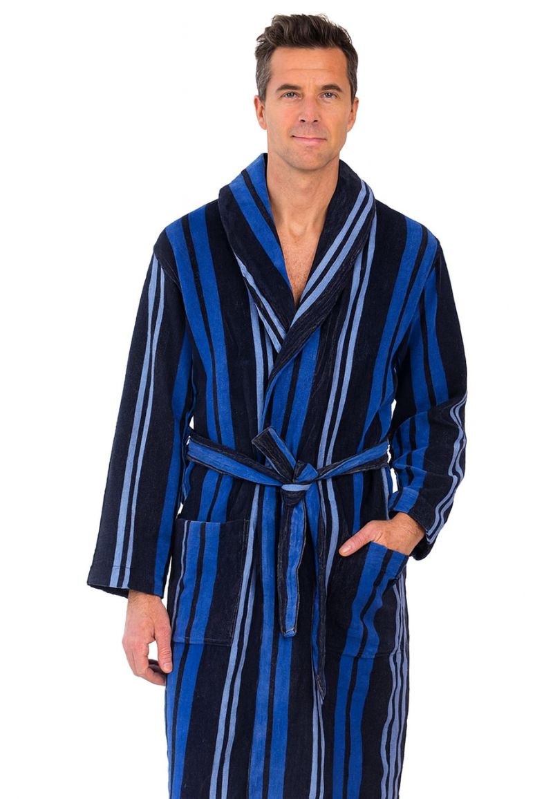 Luxe kamerjas strepen - katoenen badjas heren-l/xl