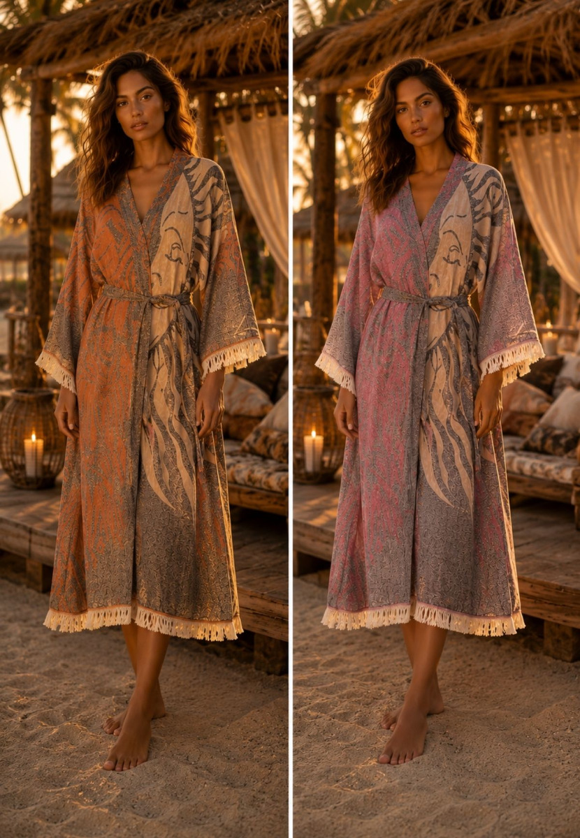 Kimono Badjas Dames Sauna - Spirit Moon-peach Idian
