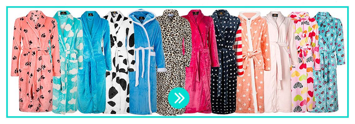 fleece badjas met leuke print