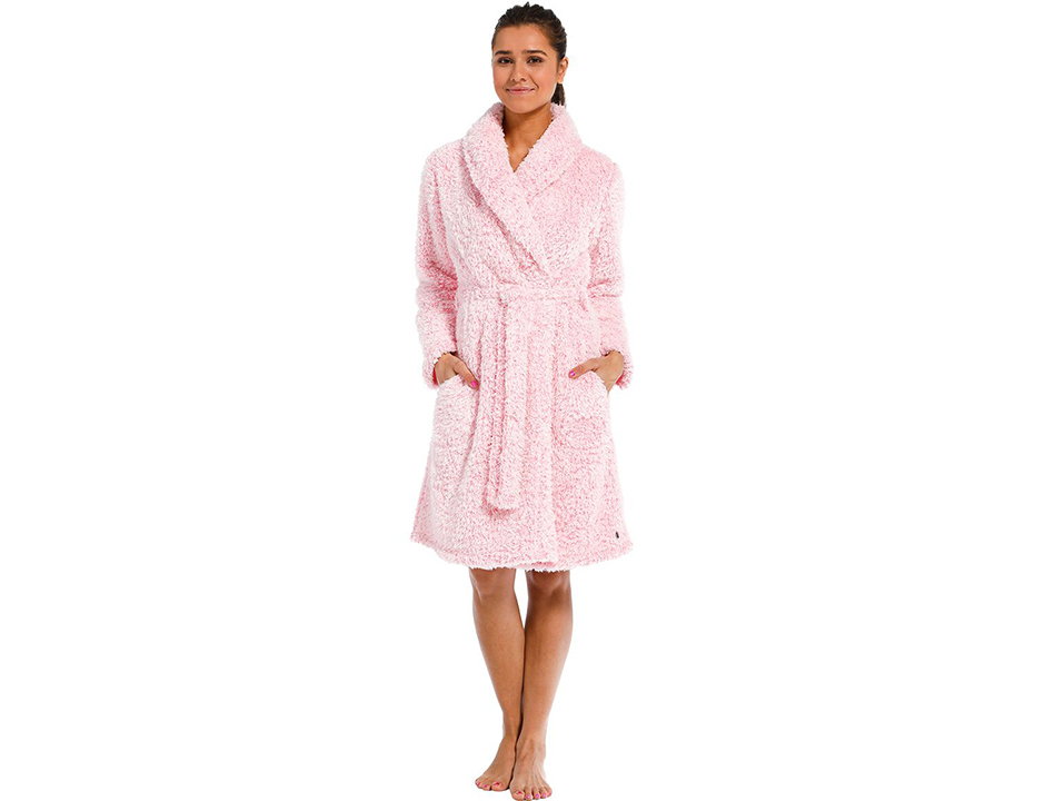 Rebelle damesbadjas fleece fluffy – kort model