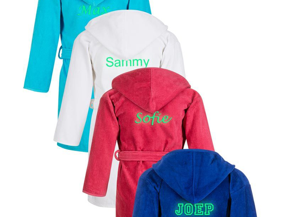 Kinderbadjas borduren GLOW in the dark