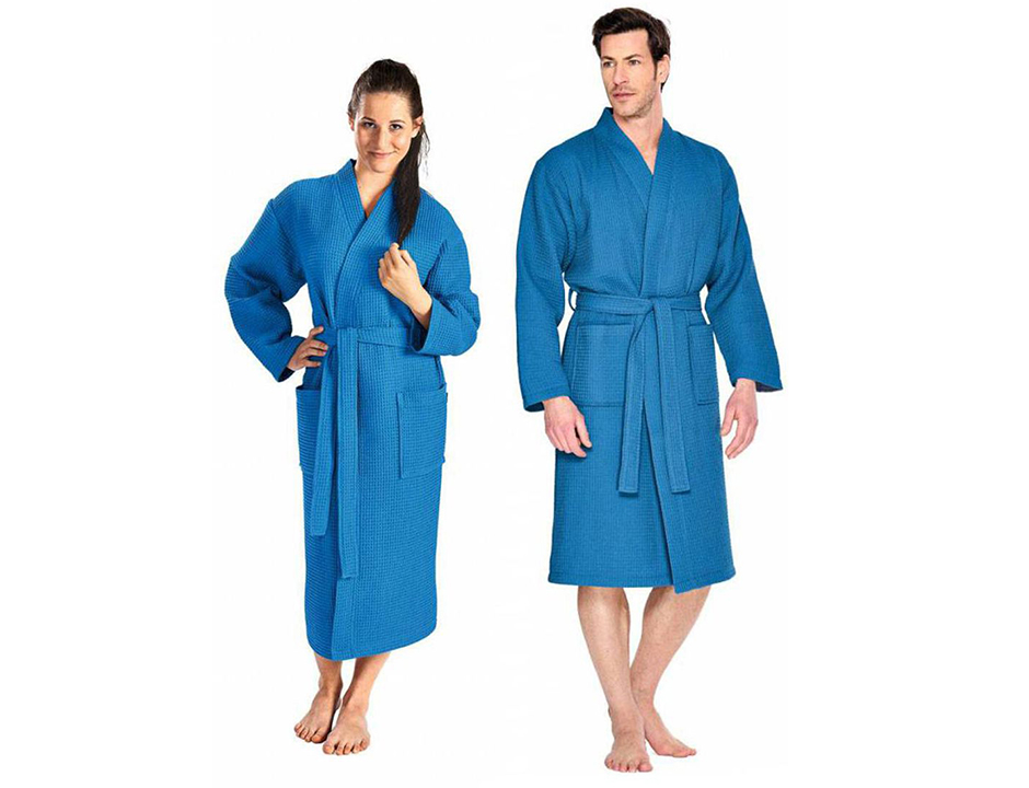 Kobaltblauwe badjas pique