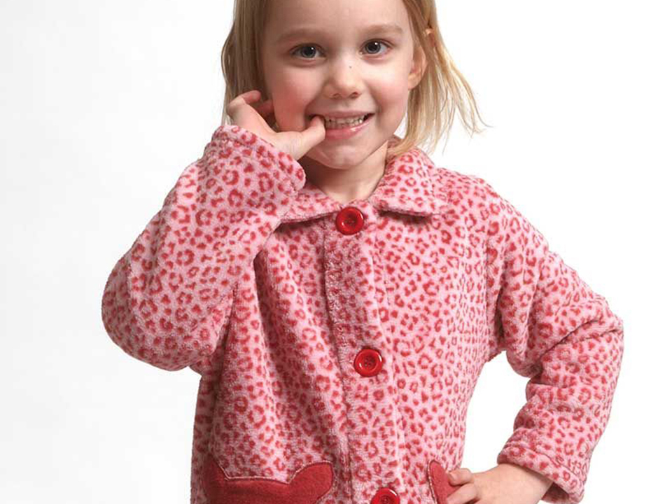 Kinderbadjas knopen panter print