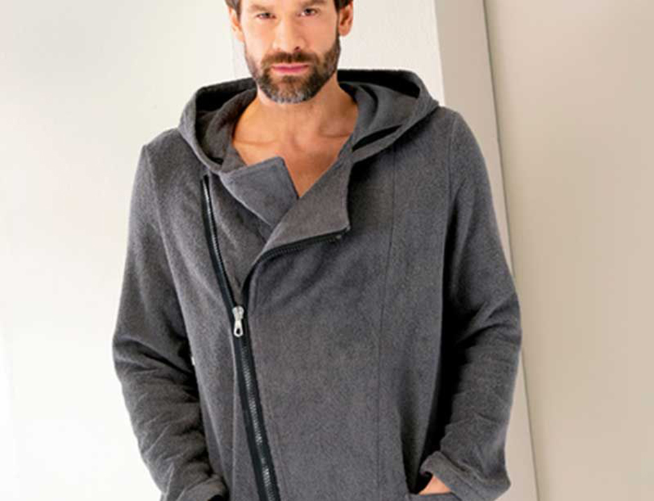 Cawo rits badjas voor heren - antraciet