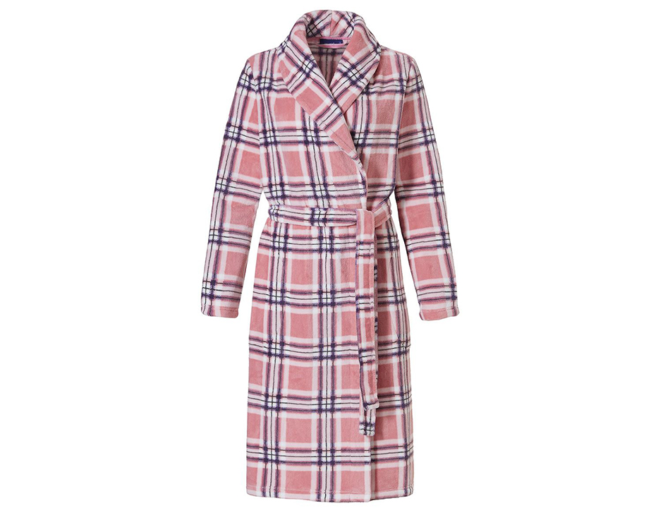 Roze badjas dames ruitpatroon