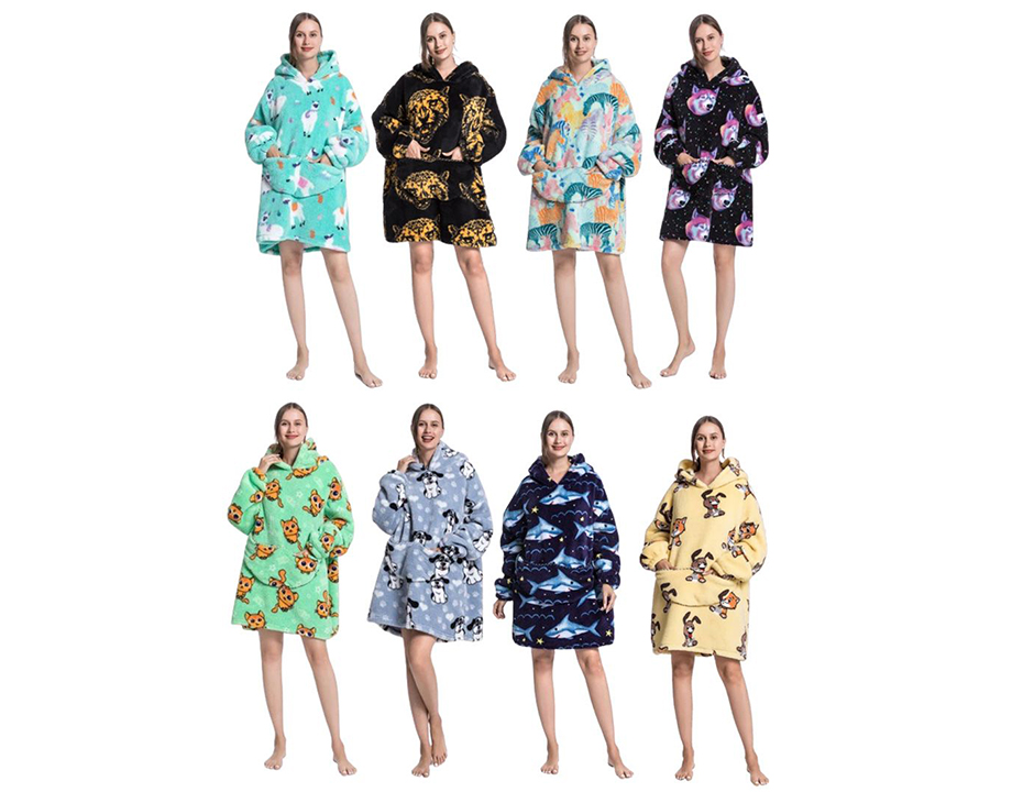 Animalprint snuggie met capuchon – fleece poncho
