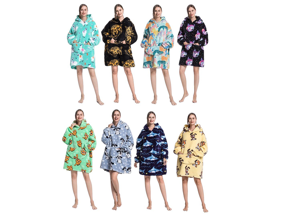 Animalprint snuggie met capuchon – fleece poncho