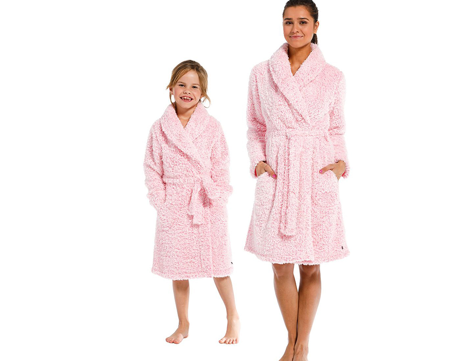 Rebelle damesbadjas fleece fluffy – kort model