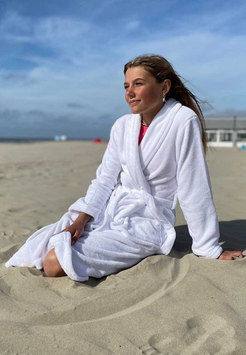 Goedkope kinderbadjas wit fleece Relax Company