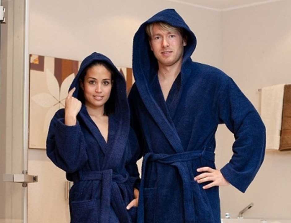 Capuchon badjas blauw