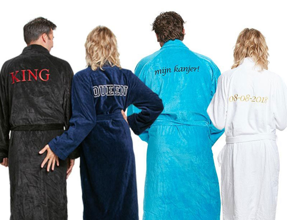 Custom made badjas van katoen – voor hem & haar