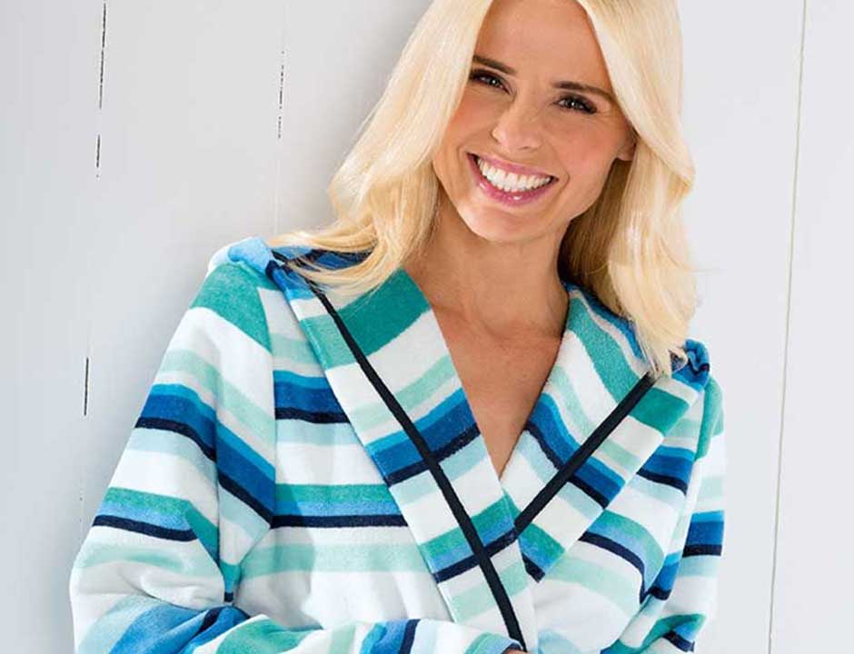 Luxe Cawo damesbadjas strepen