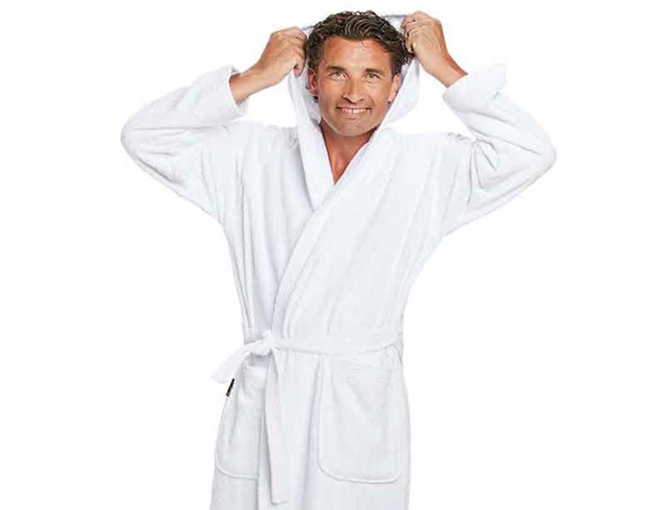 Witte badjas met capuchon
