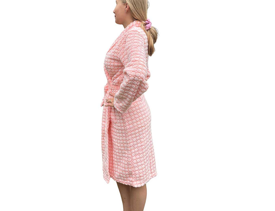 Damesbadjas peach – zacht fleece