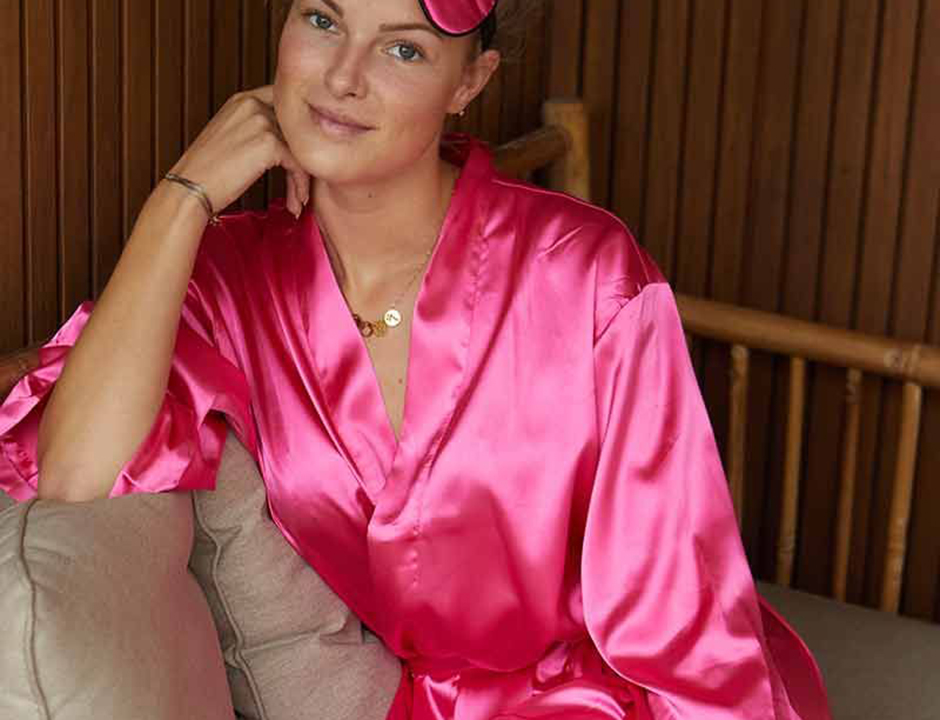 Satijnen kimono dames – donker roze