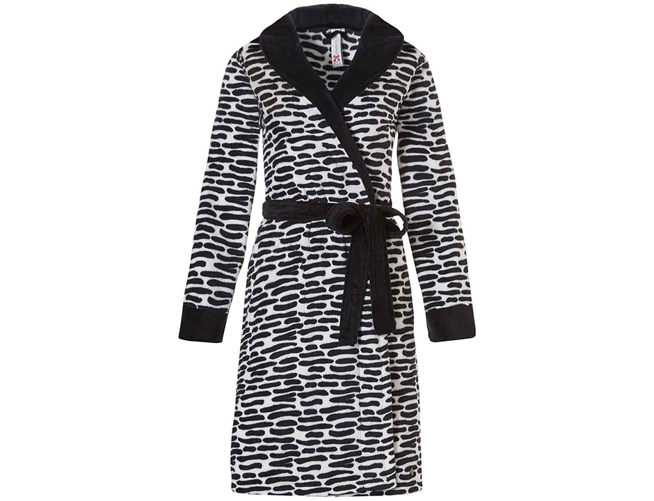 Dames badjas zwart wit motief