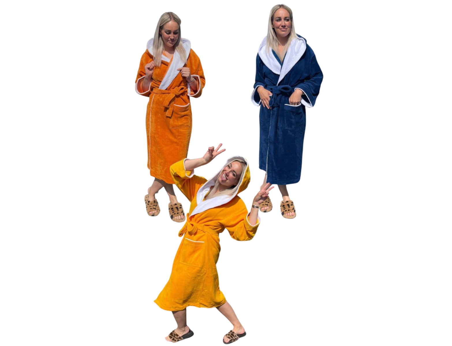 Luxe badjas met capuchon - sauna (katoen/fleece)