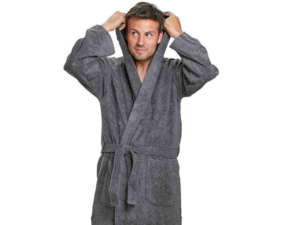 Grijze badjas capuchon