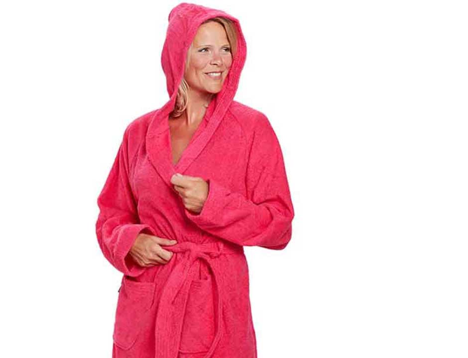 Fuchsia badjas met capuchon