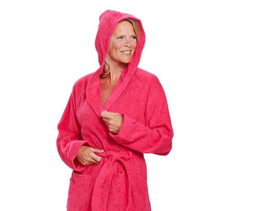 Fuchsia badjas met capuchon