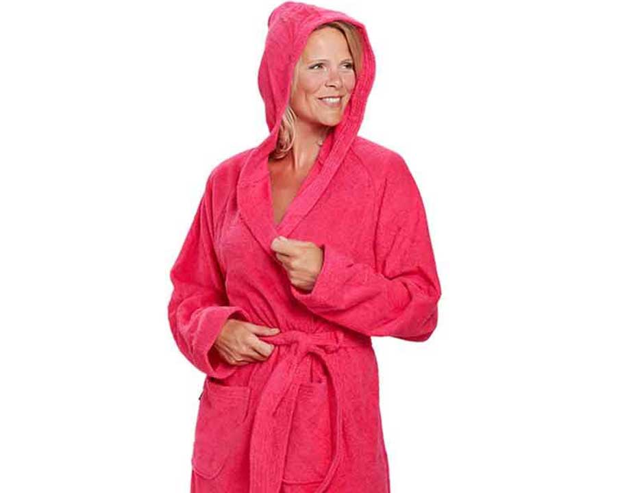 Fuchsia badjas met capuchon