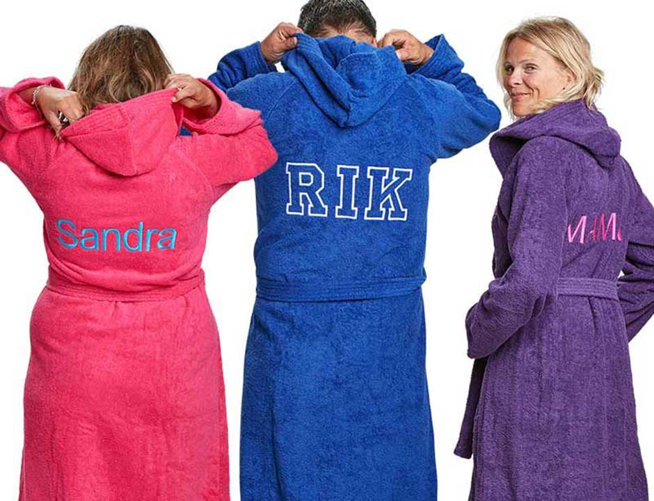 Capuchon badjas met borduring - 9 kleuren