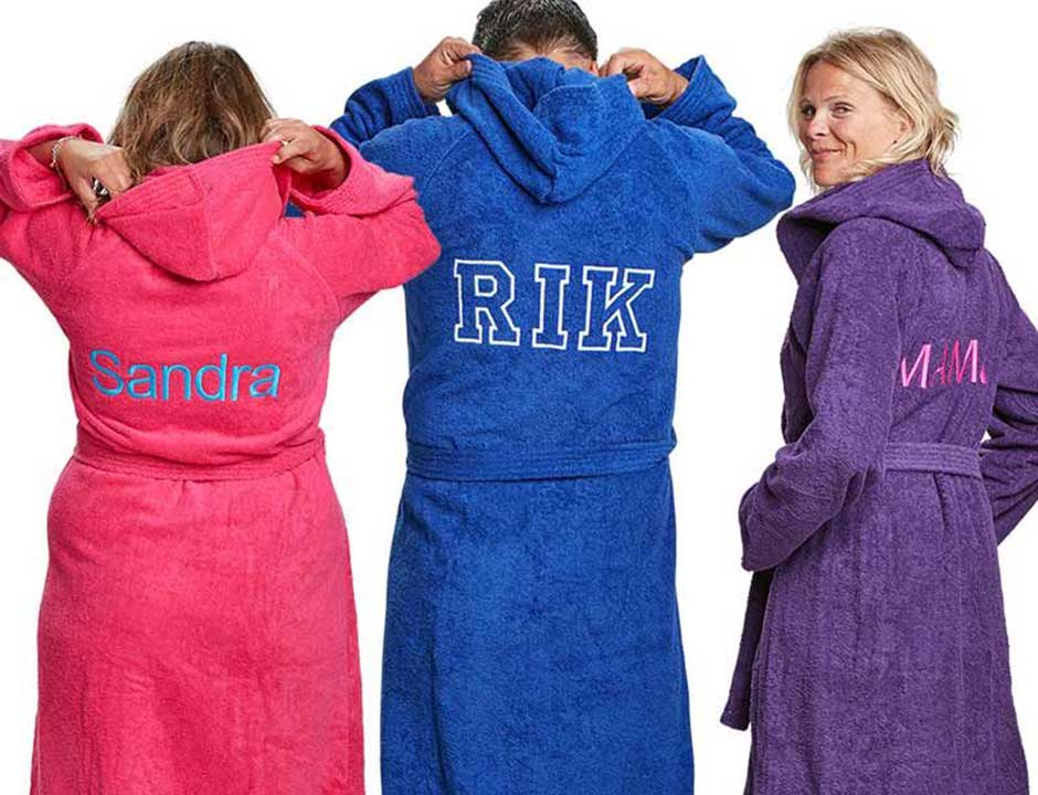 Capuchon badjas met borduring - 9 kleuren