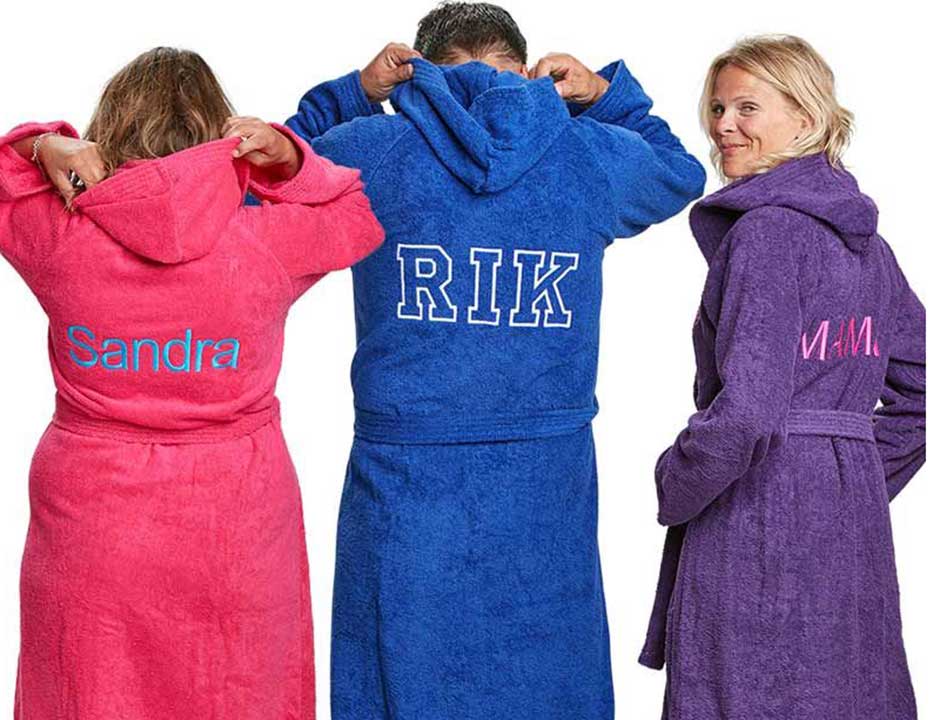 Capuchon badjas met borduring - 9 kleuren