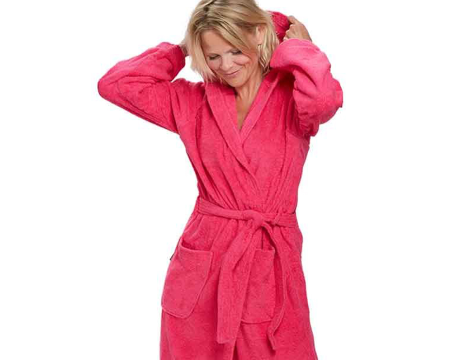 Fuchsia badjas met capuchon