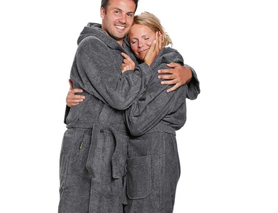 Grijze badjas capuchon