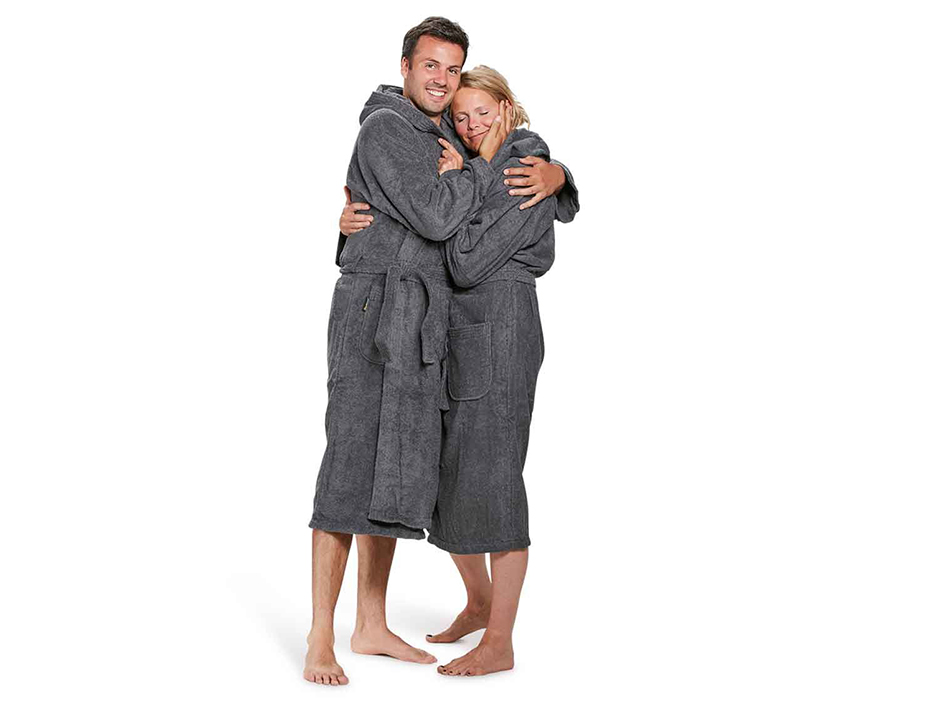 Grijze badjas capuchon