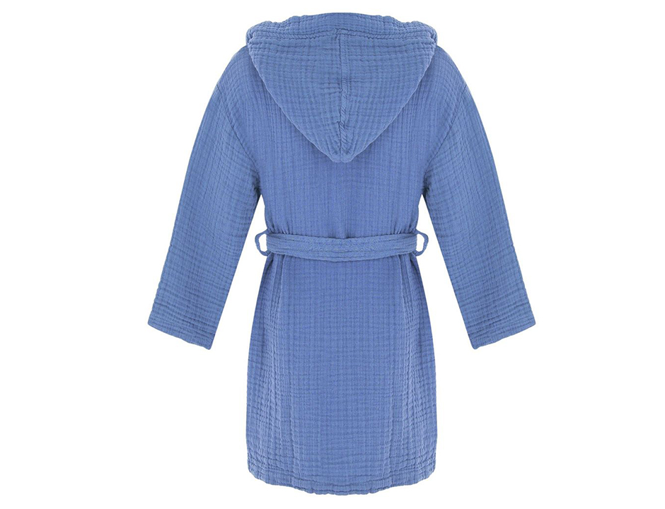 Katoenen kinderbadjas mousseline blauw